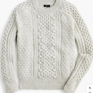 J. Crew Pom Pom Wool Sweater in Grey